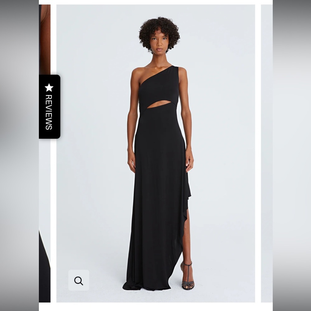 🖤❤️‍🔥HALSTON CLARA JERSEY CASCADE SLIT GOWN size 2 in Black nwt